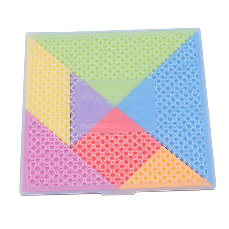 Kinderen Puzzel Regenboog Kleur 18.4*18.4Cm Plastic Tangram Diy Hersenen Puzzel Kid Leren Onderwijs Puzzels Speelgoed: Default Title