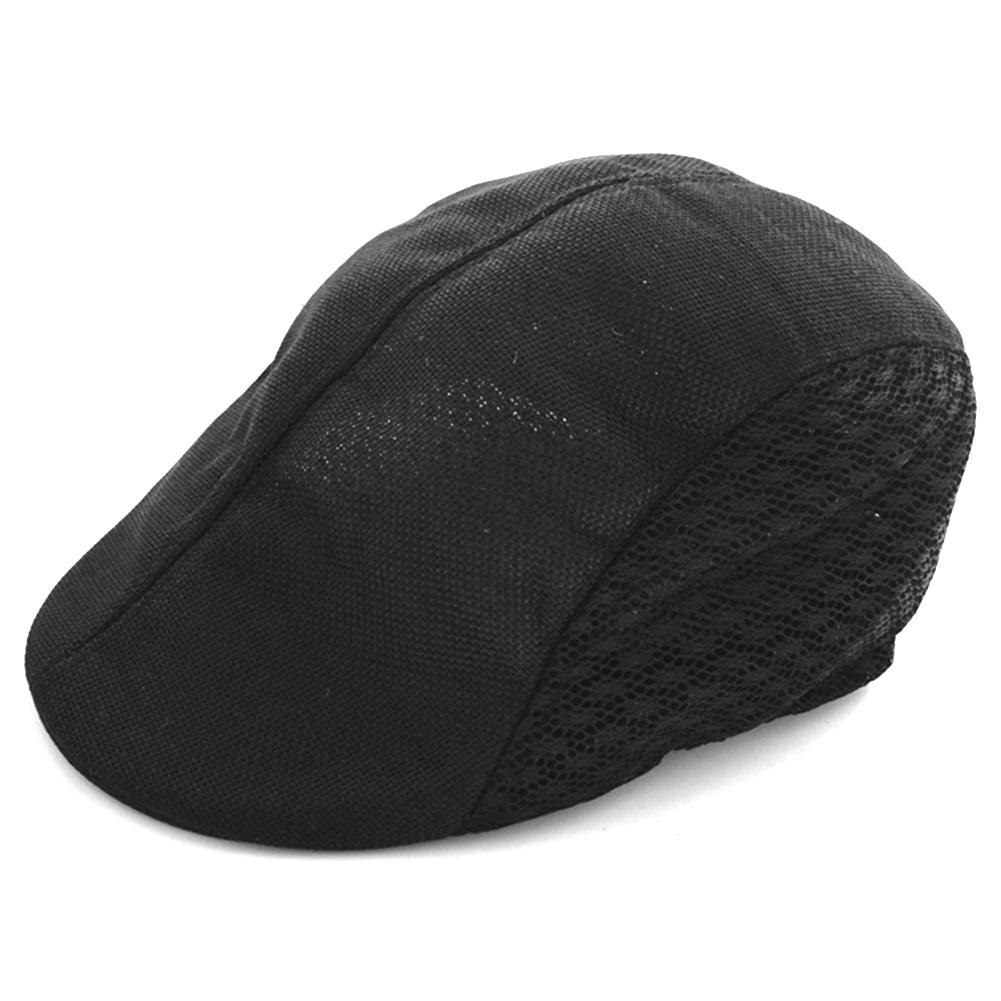Boina plana de lino transpirable para hombre y mujer, gorro plano de estilo Otoño, cómodo, con visera, para Golf: B