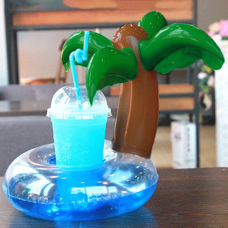 Mini Water Coasters boia Coconut tree Floating inflatable cup holder Swimming pool drink float toy cup stand Water Fun