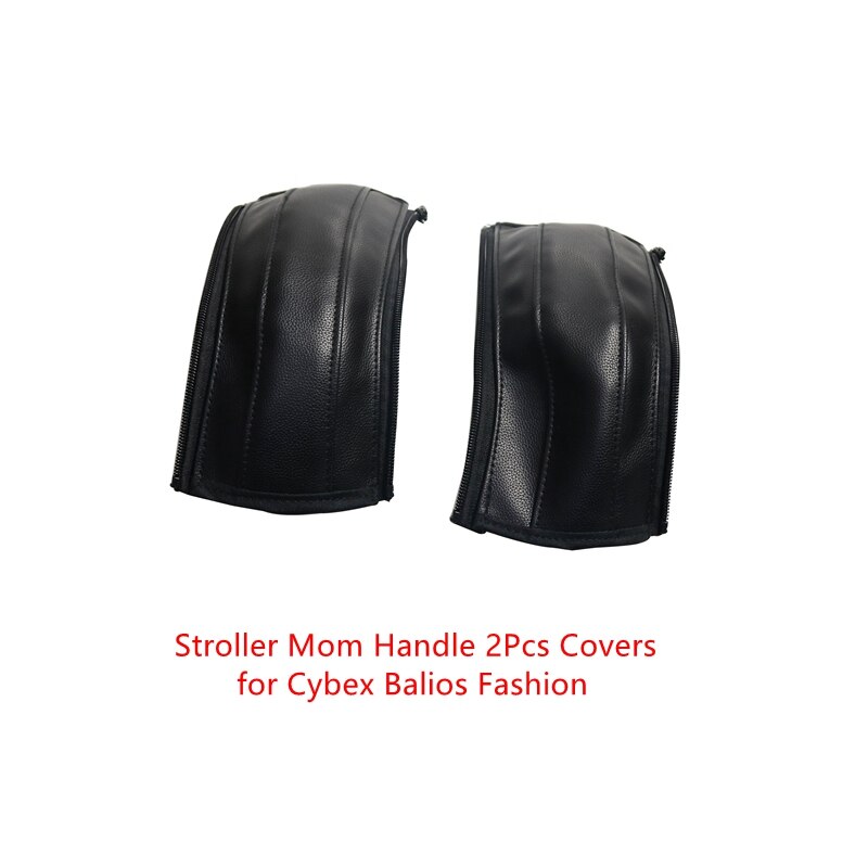 Housses de poignée en cuir pour bébé, adaptées à Cybex Balios, accessoires de poussette , housse d&#39;accoudoir: mom 2pcs black