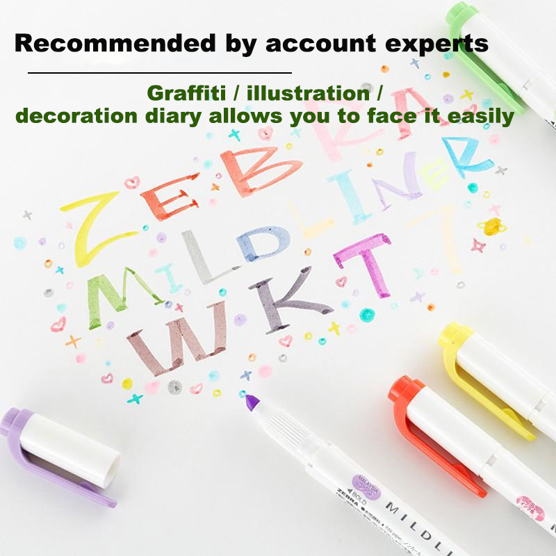 Zebra Handwriting Pen Mildliner Highlighter Set with Broad Fine Dual Tips, Assorted Ink Colors for Marking, Underlining, Drawing