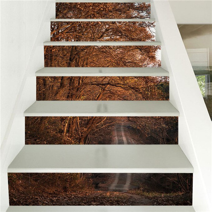 Lake Scenery Stairs Sticker For Home Hotel Corridor Decor Renew Stair Mural Self-adhesive Waterproof Landscape Staircase Mural: LT187 / 100x18cmx13pcs