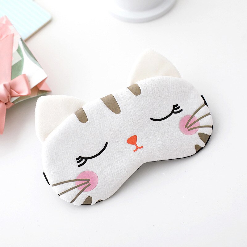 Slaap Oogmasker Slaapmasker Katoen Kat Ooglap Slaapmasker Leuke Eye Cover Travel Rest Eye Band Slapen Aid Kids Eye blinddoeken: WHITE