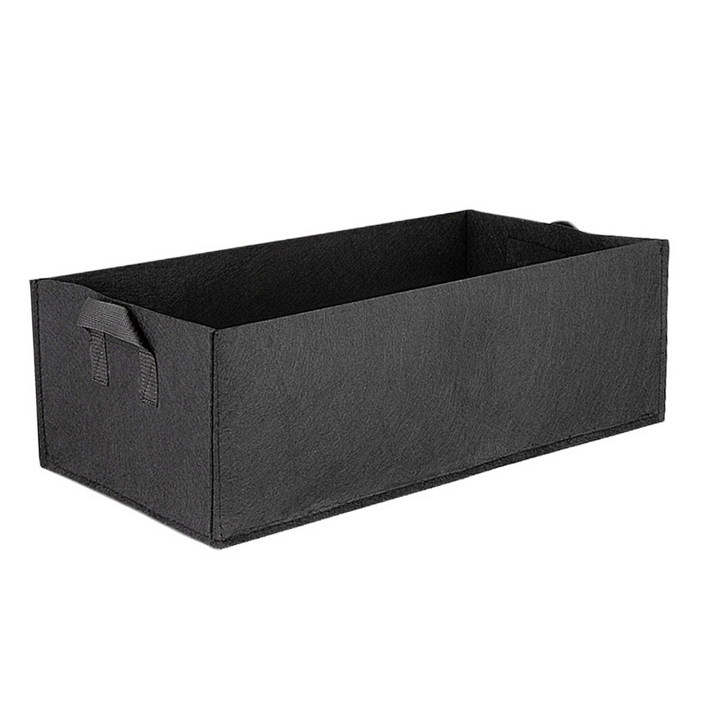 1pc kasvukassi kangasta korotettu puutarhasänky neliönmuotoinen puutarha piha kukka vihanneskasvi kukkaistutuskassi istutusruukku kahvoilla: L 60 x 30 x 20cm / Musta