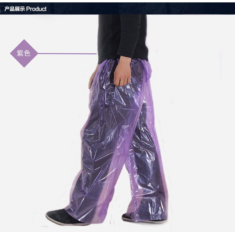 4pcs/pack Travel Disposable Rain Pants Thicken Outdoor Rainproof Camping Adult Hiking Unisex Trousers Travel 6 Silk: Purple