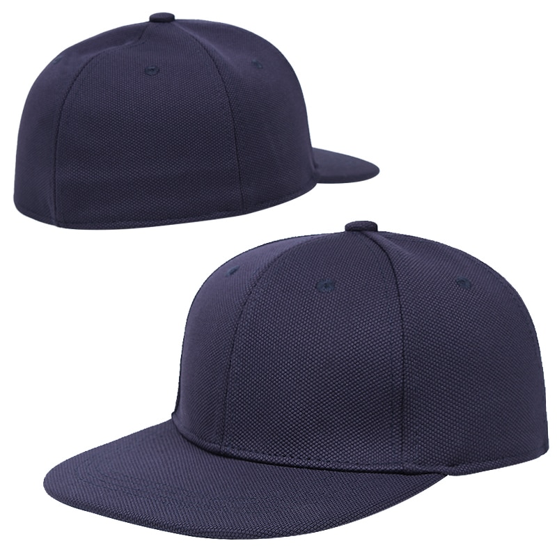 Mode Platte Rand Hoed Hip Hop Cap Volledig Afgesloten Baseball Cap Grote Hoofdomtrek Snapback: Marineblauw