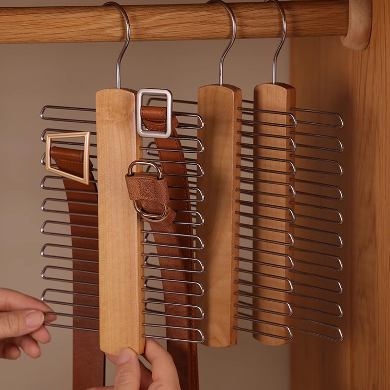 Krawatten-Aufhänger, 20 Stangen, Seidenschal, Gürtel-Organizer, Kleiderschrank, Holz-Aufbewahrung, Hängeregal, Aufbewahrungshalter für Schlafzimmer, Heim-Organizer