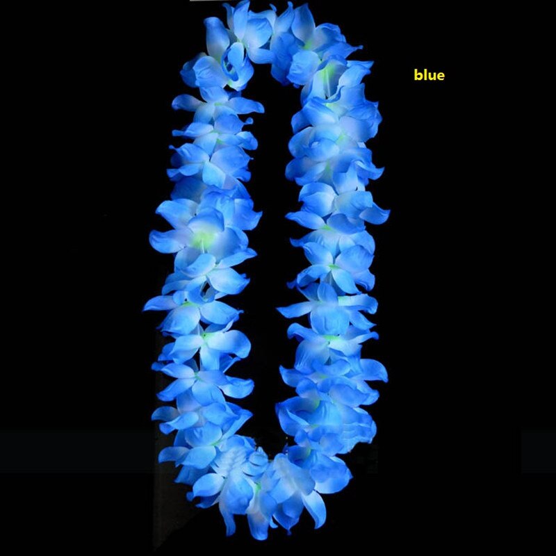 DE BODA carnaval LED Hawaiano LEI HULA luz flor collar guirnalda de de disfraces mucho: Azul