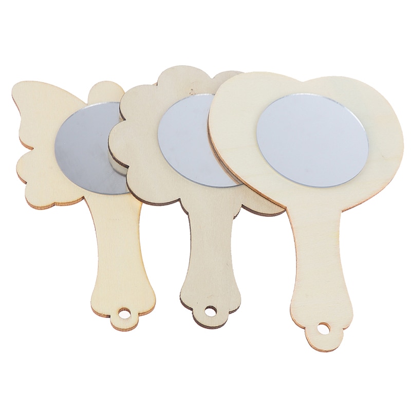 3 Styles 1pc bricolage blanc bois moule miroir peinture à la main artisanat enfants jouets bibelot matériel
