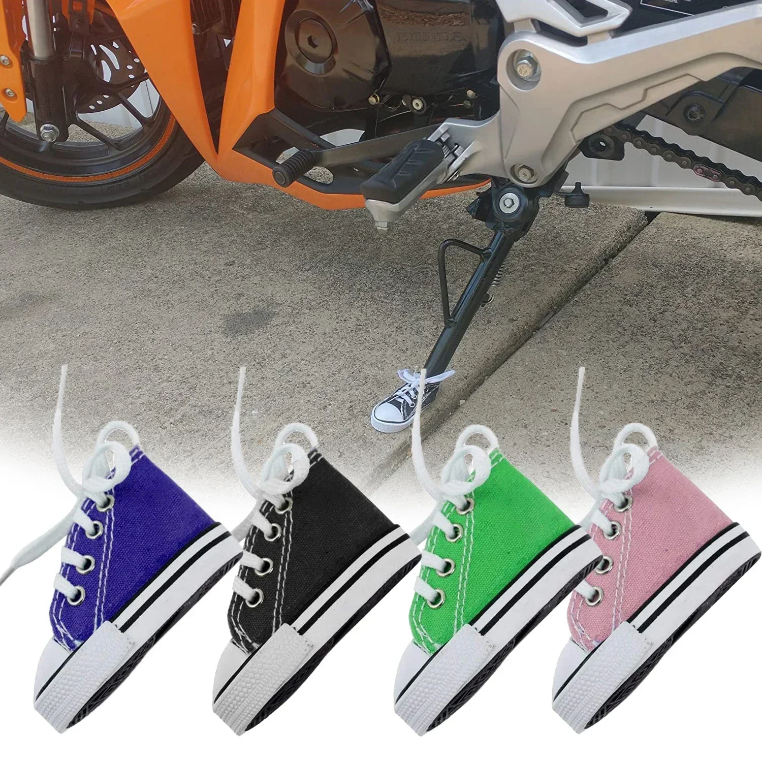 1Pc Motorfiets Stand Schattige Mini Canvas Schoenen Zijstandaard Fiets Standaard Pad Motorfiets Leg Brace Moto Equipement