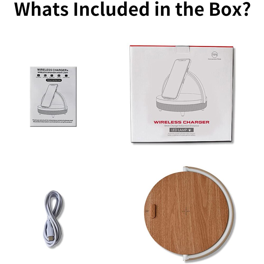 Cargador inalámbrico con Altavoz Bluetooth para IPhone 13, lámpara de mesa de madera de alta potencia, soporte para teléfono móvil, lámpara de carga inalámbrica, altavoz