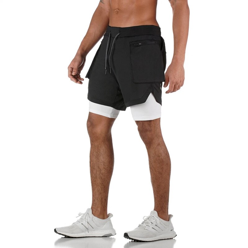 Telefoon-Pocket Running Shorts Mannen 2 In 1 Gym Shorts Mannen Camouflage Sport Fitness Shorts Workout Training Tennis korte Broek