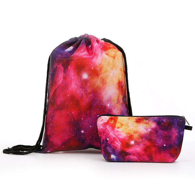 Sterrenhemel rugzak tassen trekkoord cosmetica pak bedrukking reizen heren tassen dames schouder softback reizen unisex: Stijl 7