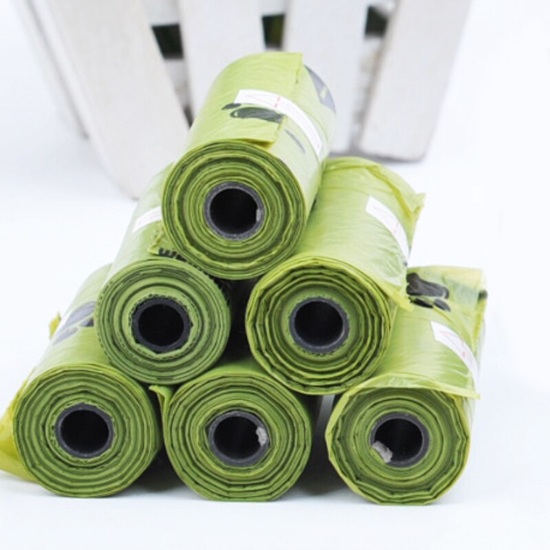 15 pièces (rouleau)/Lot vert Pet déchets caca sac nettoyer recharges merde cueillette chien caca sacs protection de l'environnement matériel
