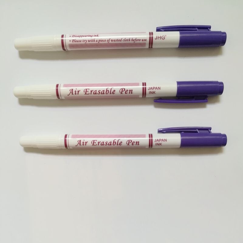 JHG Double Side Blue Water Erasable Pen Purple Fabric Marker Paint Pen Pink Air Erasable Pen Textile Markers Sewing Accessories: 3 pcs Purple