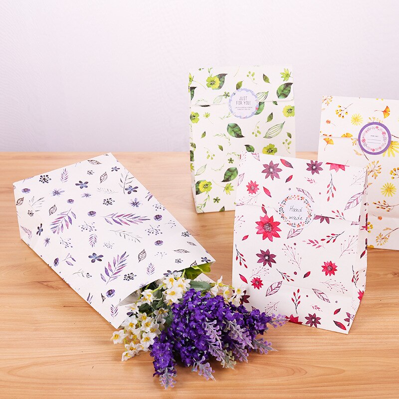 12pcs Wrap Storage paper bag natural flower packaging birthday party candy holding