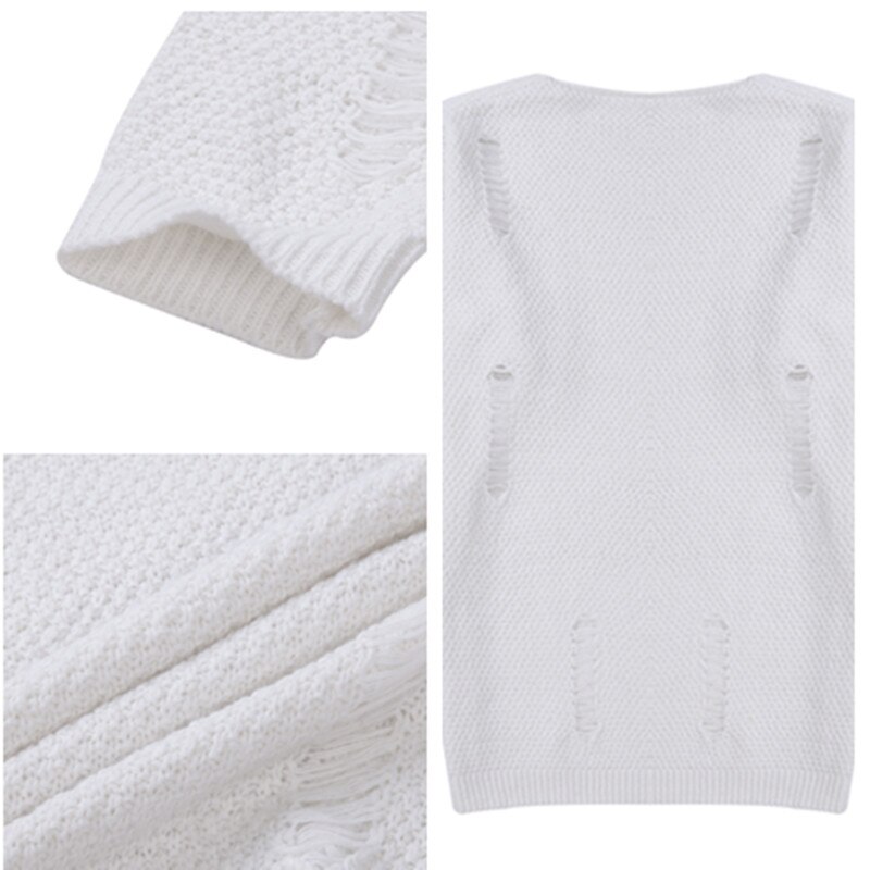 Efterår mænd revet sweater bomuld blød han vinter varm strik tøj afslappet sej pullover o-hals langærmet herre trøje