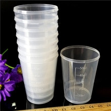 10 X MEDIZIN MESSBECHER 50ml Klar Einweg Flüssigkeit Messen Topf Container
