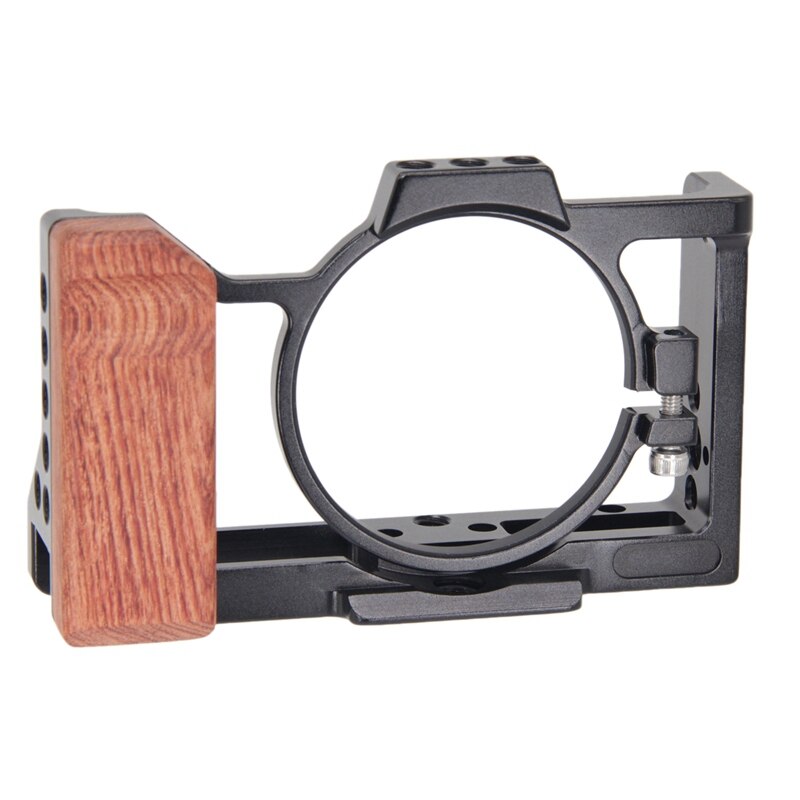 Gaiola de câmera para sony zv1 com alça lateral de madeira sapato frio para microfone led câmera de luz
