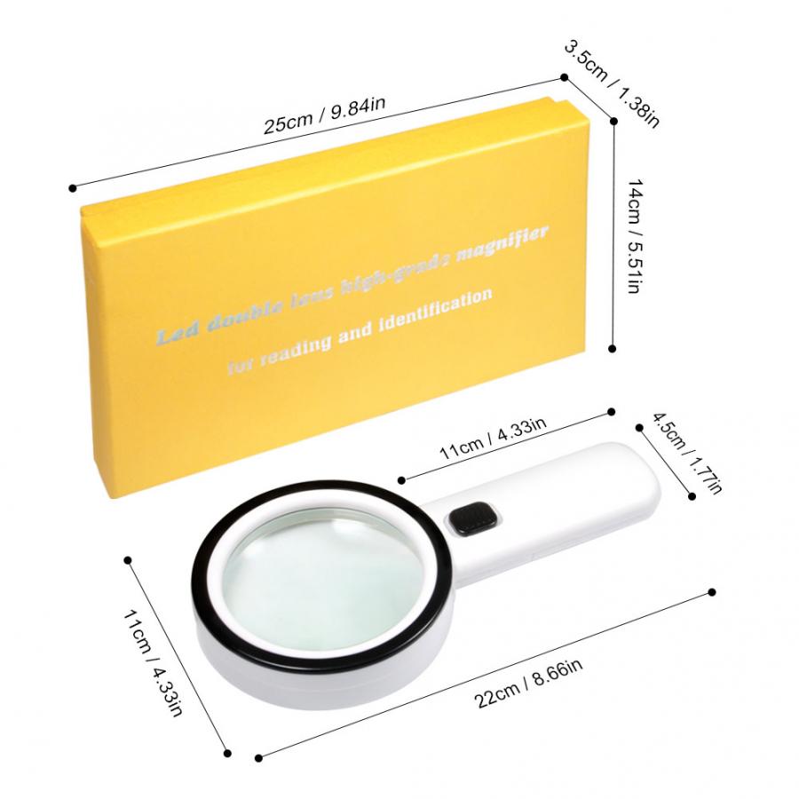blind spot mirror 30X Handheld Magnifier Reading Jewelry Magnifying Glass with LED Light wall mirror
