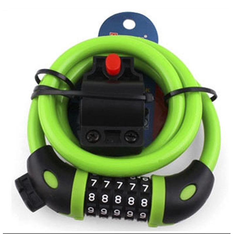Candado para bicicleta con código de 5 dígitos, candado antirrobo de 1200mm x 12mm, accesorio de seguridad para bicicleta, Cable de acero, candado para bicicleta