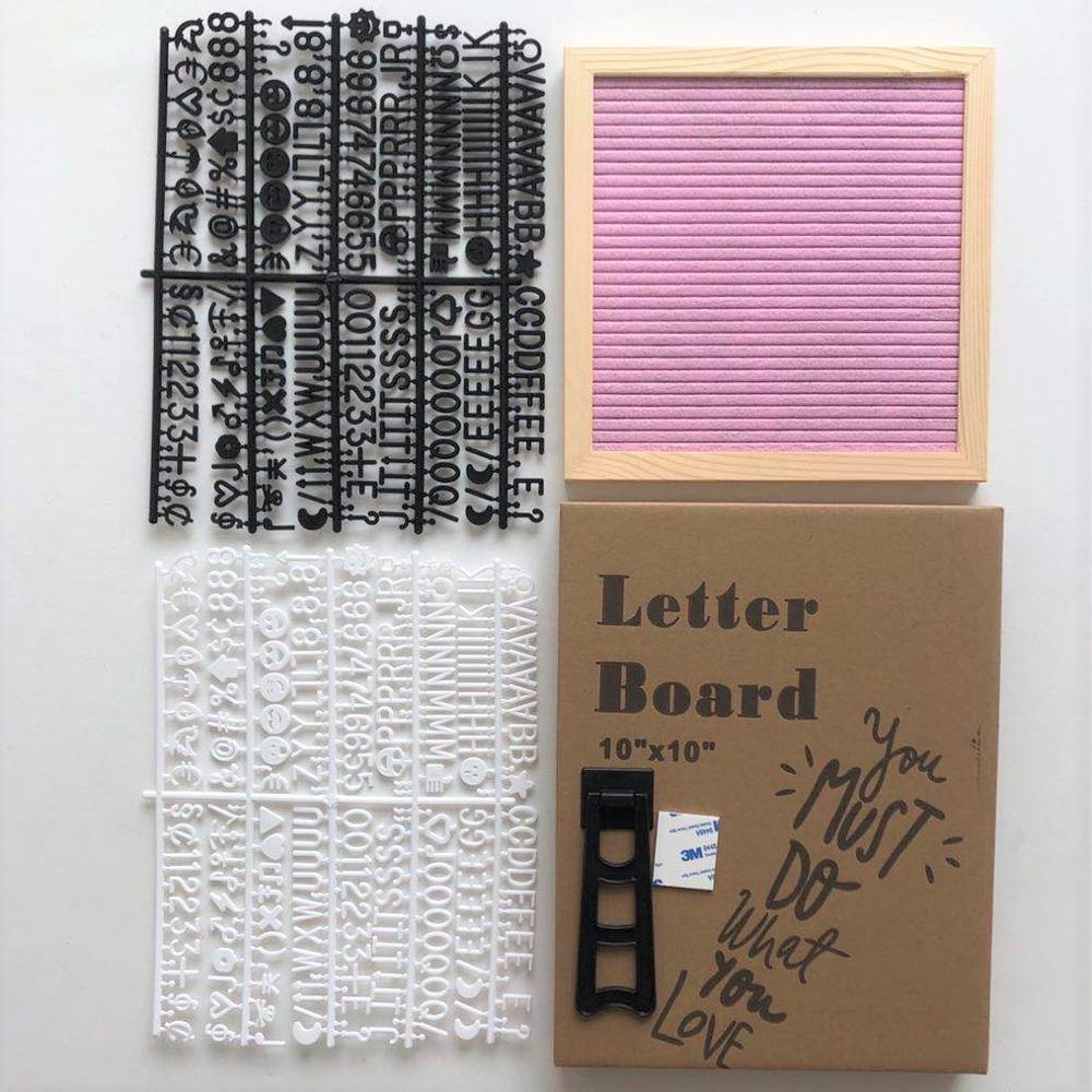 Felt Letter Board Wooden Frame Message Board Letter Changeable Symbol Bulletin Presentation Office Home Decorative Boards Crafts: pink