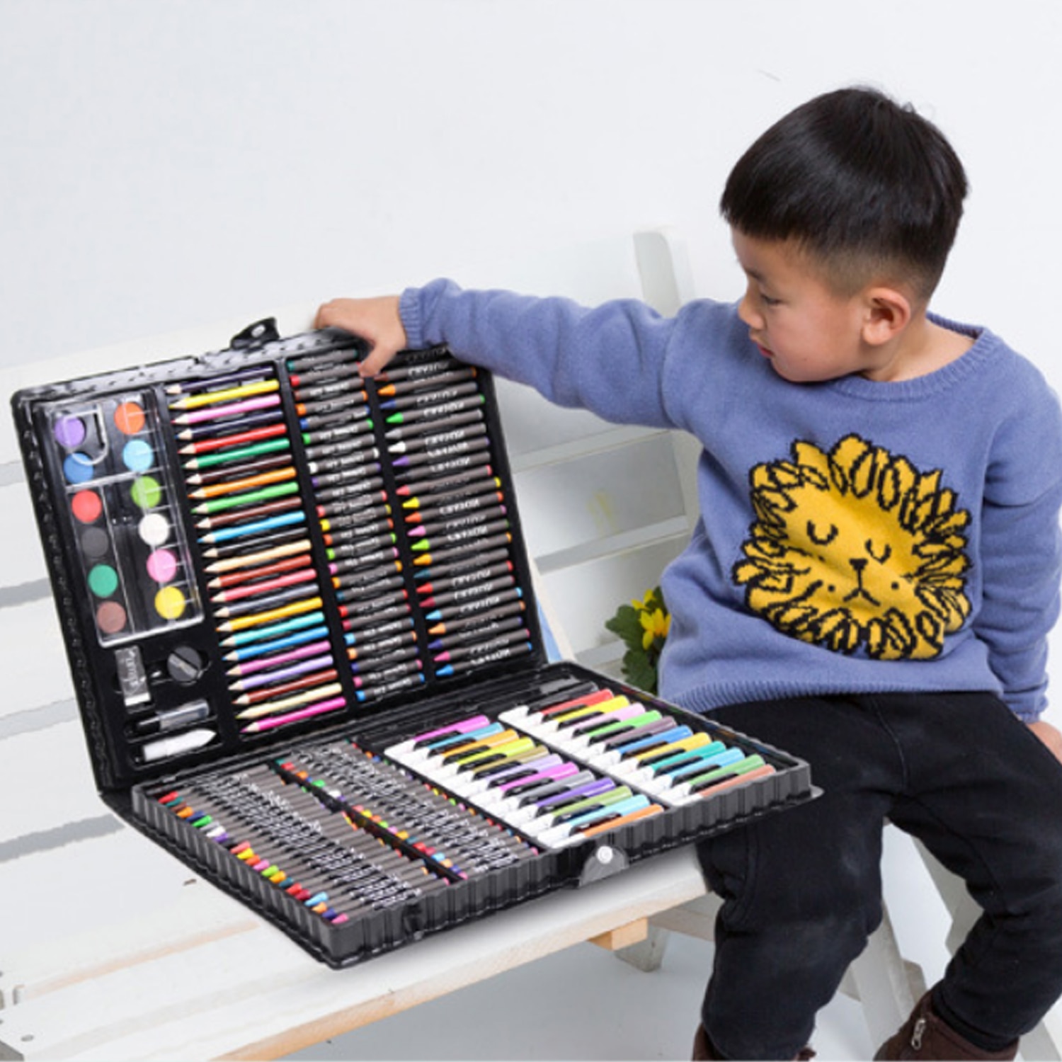 168PCS Painting Drawing Artist Set Kit Water Color Pen Crayon Oil Pastel Painting Tool Art Supplies Kids Stationery Set