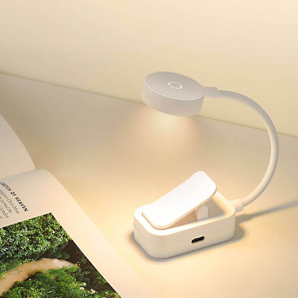 3 Colors LED Book Clip Lights Stepless Dimmable Eye Protection Reading Lamp with Clip Folding 360° Rotate Bedroom Table Lamp