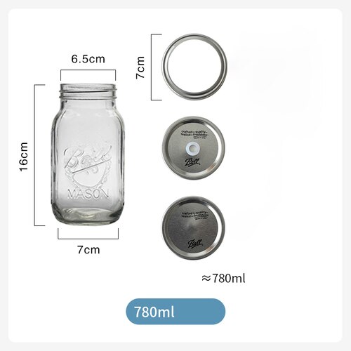 Mason Jar Glass Bottle with Lid Coffee Mug Fruit Saland Juice Sauce Camera Food Storage Container Sealed Tank Props Light Bottle: C / Straight Straw