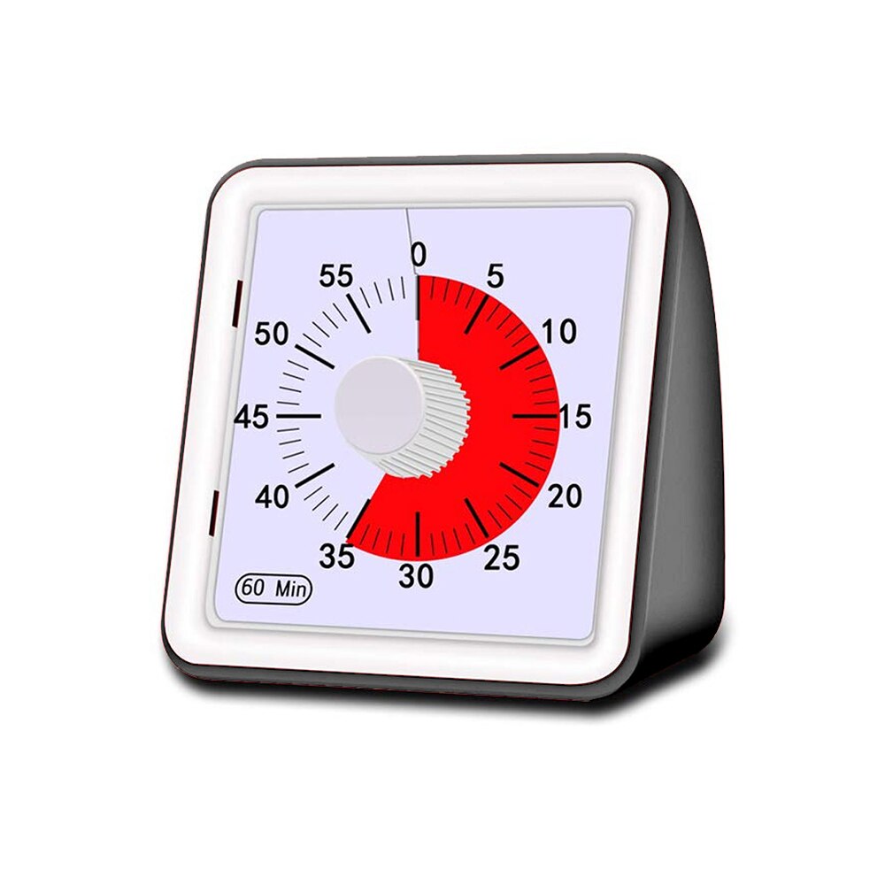 Minuterie de cuisine pour salle de classe, outil de gestion de cuisine, compte à rebours, visuel silencieux, 60 Minutes, analogique, réglable, pour adultes: Black