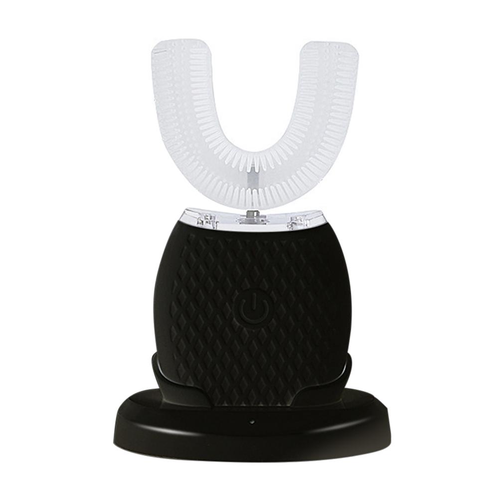 360 stopni inteligentny automatyczny elektryczna soniczna szczoteczka robić zębów USB akumulator ultradźwiękowy U kształt 4 styl zegar niebieskie światło: czarny