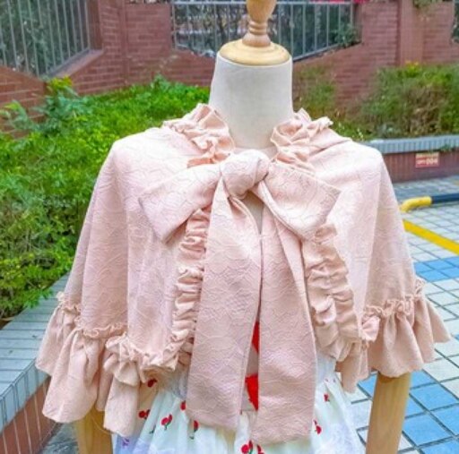 Lolita retro palace lace cape lolita hooded outer shawl jacket female victorian shirt loose gothic lolita top loli cos lolita: only pink coat