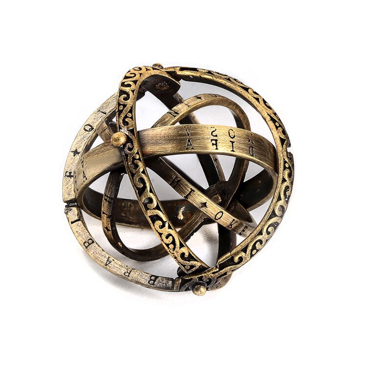 Astronomische bolvormige ring, kosmische vingerring, paar, geliefde, sieraden, roterende sterrenbeelden, vingerring, vintage hanger: Vintage messing / 8
