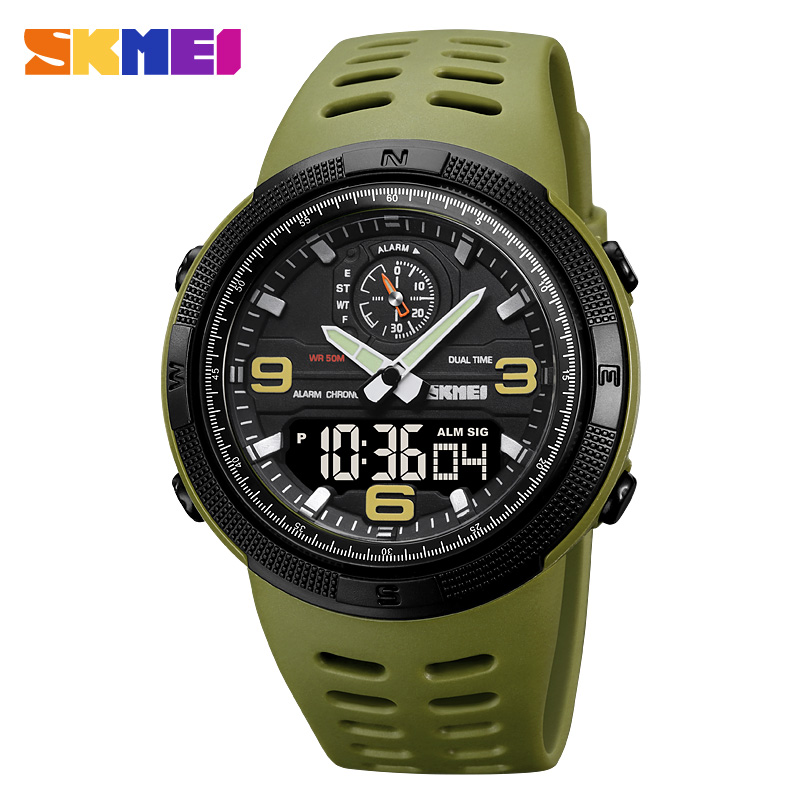 SKMEI-Reloj Digital deportivo para Hombre, pulsera electrónica con pantalla Dual, resistente al agua, para estudiantes, 1655, 1251: YELLOW