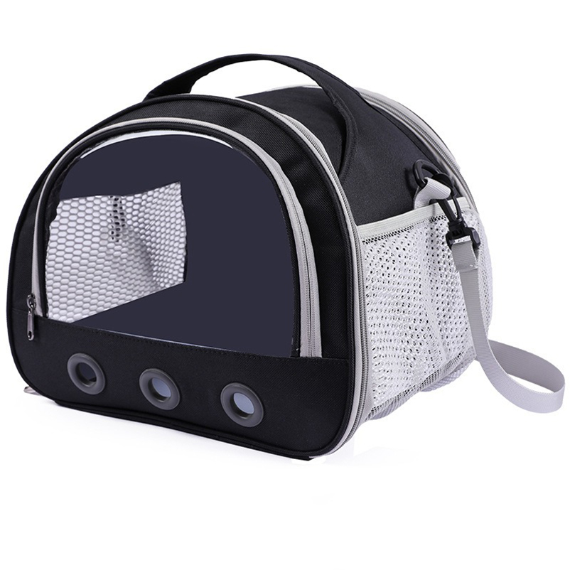 Bolsa transportadora para gatos, perros, pájaros y conejos con cojín de algodón grueso, mochila de aviación para mascotas, bolsa de viaje portátil antisufocación, bolsa para perros y mascotas: L / Negro