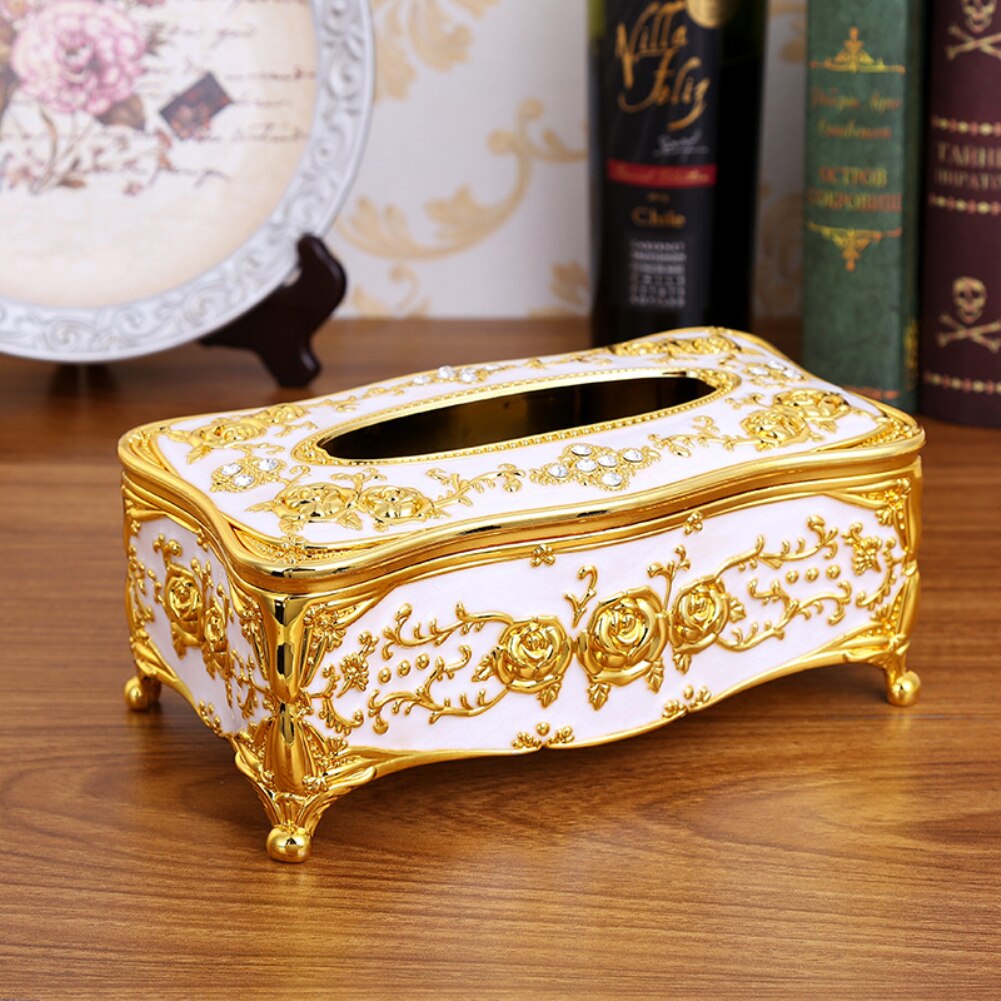 Caja de pañuelos para toallas de papel, color dorado y plateado, para guardar servilletas, organizador para el hogar, hotel, bar y coche.