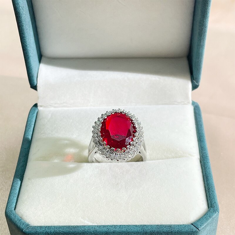 Cellacity Ruby Ring Voor Charm Lady Met Ovale Vorm Edelstenen Zilveren 925 Sieraden Wedding Party Maat 6-10