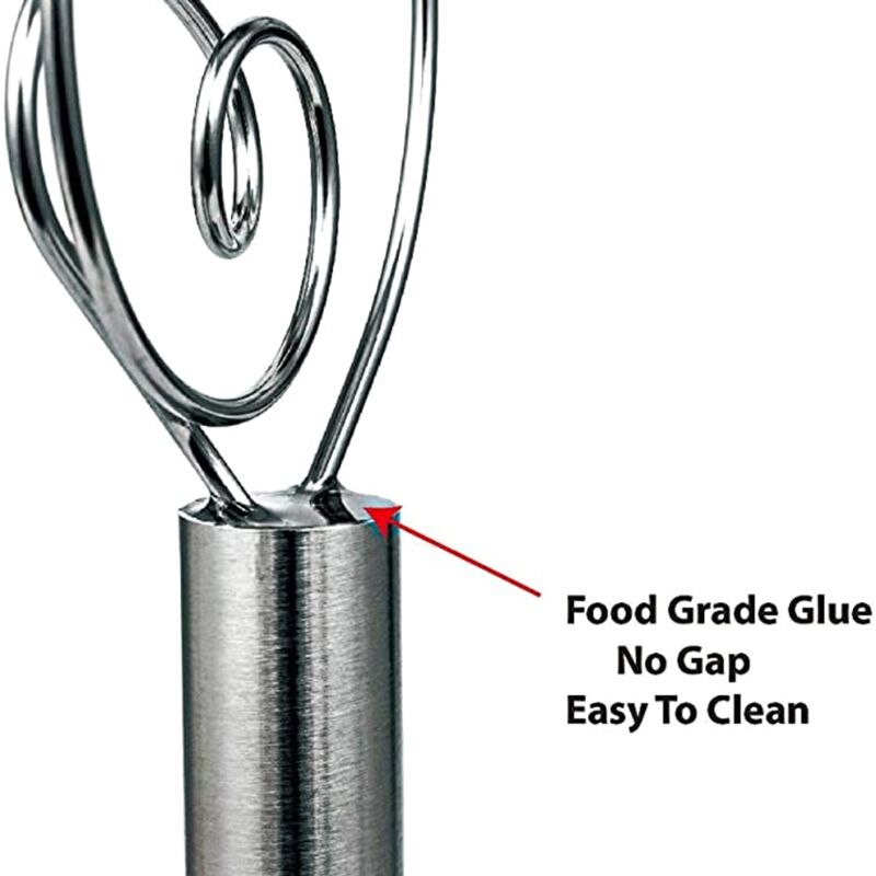 Rostfritt stål visp mjöl spiral omrörare dansk visp pinne stål handtag mixer gör det själv bröd deg bakverk gadge