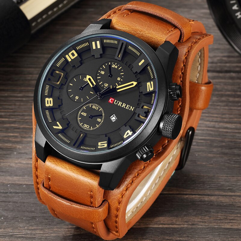 Hommes montres CURREN Top de luxe hommes nouvelle Sport horloge mâle armée en cuir analogique Quartz montre-bracelet Relogio Masculino