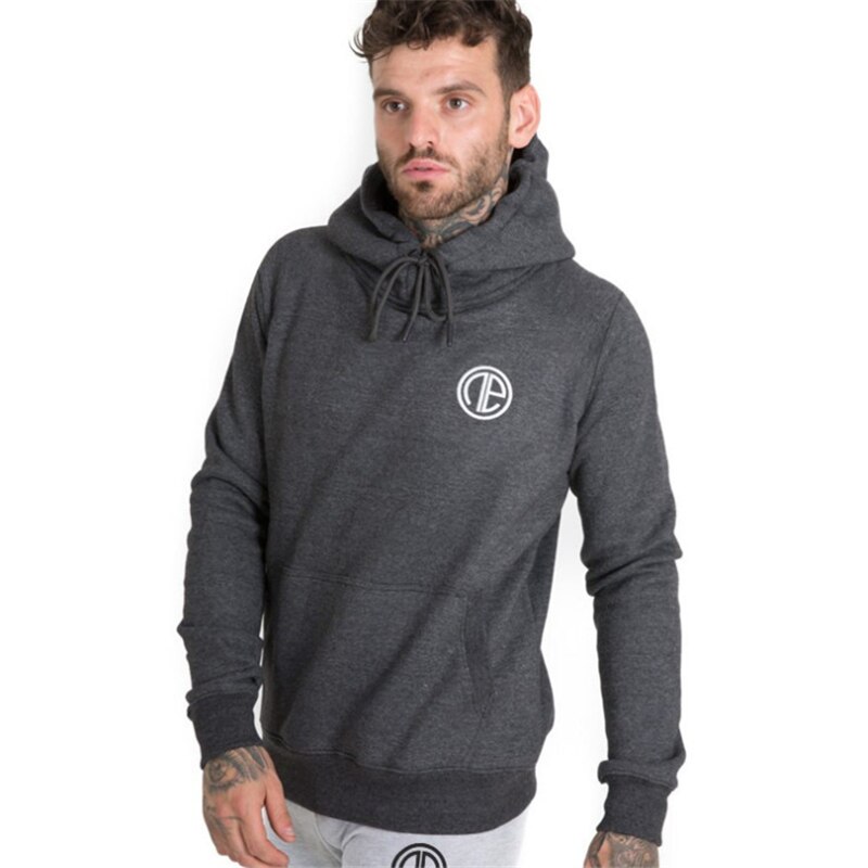 Män gym hoodies gym fitness bodybuilding sweatshirt sportkläder man träning huvjacka kläder: Mörkgrå / M