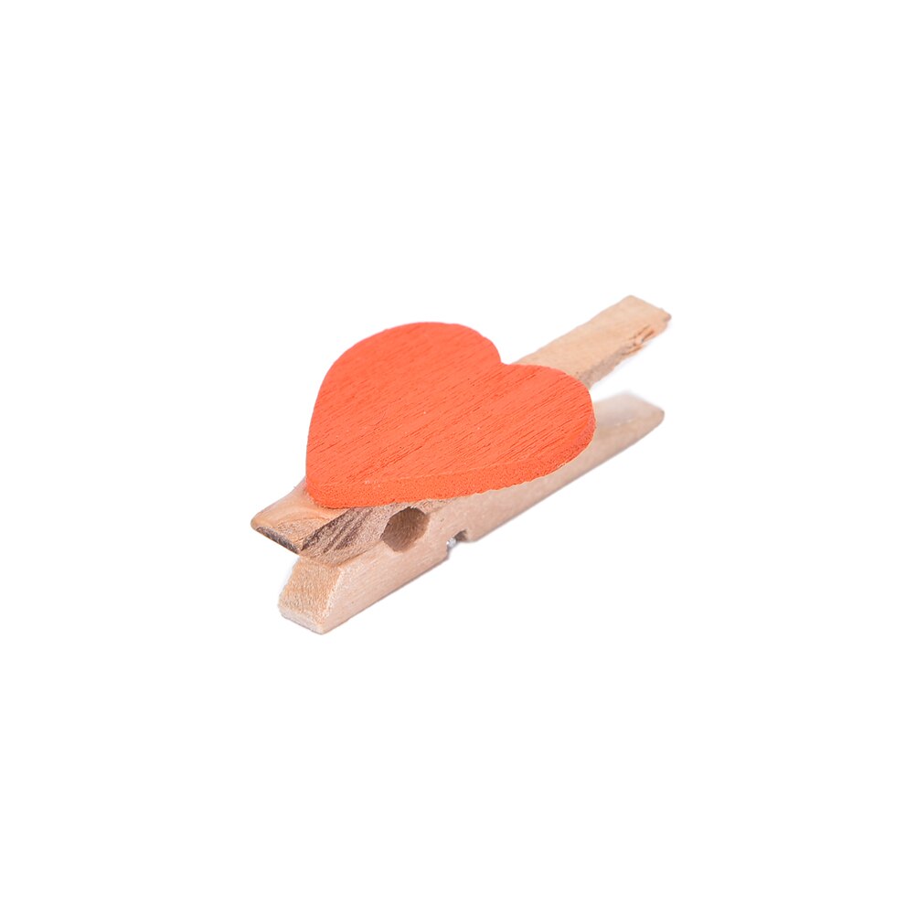 20Pcs Hart Houten Kantoorbenodigdheden Craft Clips Diy Kleding Papier Peg Wasknijper Peg Mini Hart Houten Wasknijper: orange