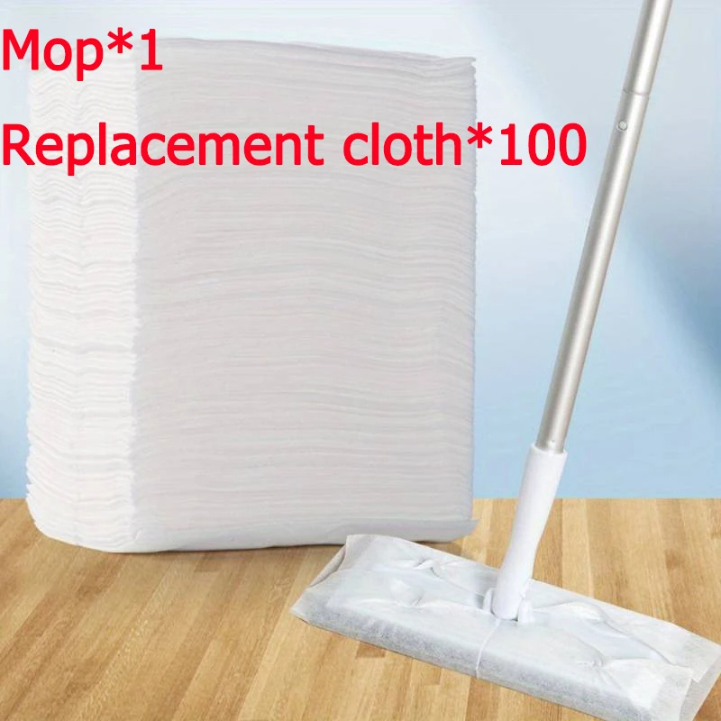 Electrostatic Flat Mop Rotatable Wash-free Disposable Mopping Cloth Wet&Dry Dual-use Dust Removal for Household Floor Cleaning: green