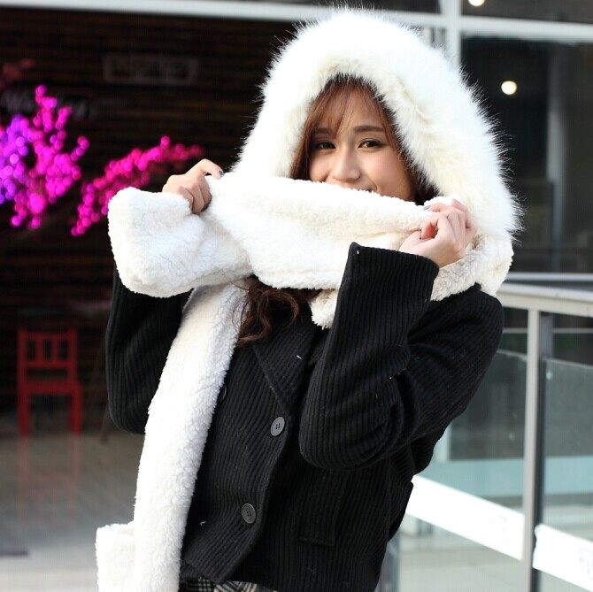 Pretty Sweet Hats Sets With Scarf Glove Winter Women Cute Girl Beautiful Cotton Velvet Caps: color 7