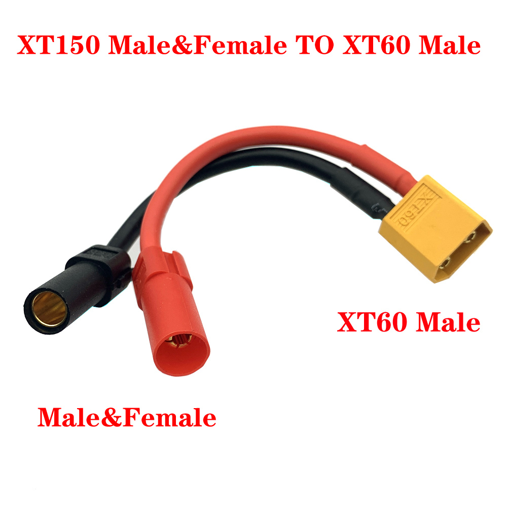 XT60 XT90 to AS150/XT150 Male/Female Plug Adapter Cable 12AWG Wire Silicon Wire Balanced charge Adjustment Conversion Connector: black