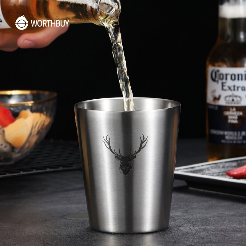 304 Stainless Cute Pattern Beer Mug Steel Beer Cup Coffee Mug With Double Wall Kitchen Drinkware For Kids Water Mug