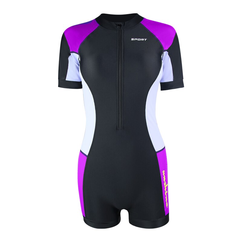 High-End Fabrics Zipper Short Sleeve One Piece Swimwear Women Surfing Swimming Clothes Sports Comfortable