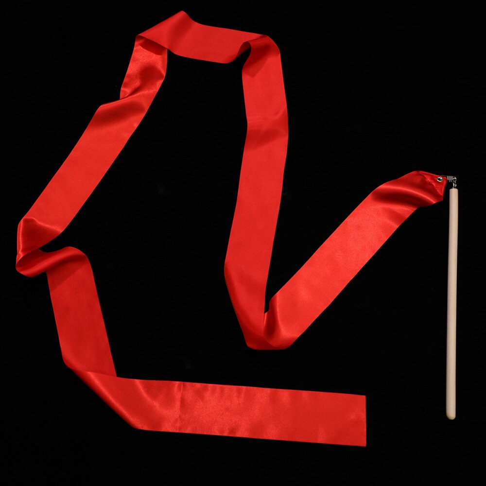 2Pcs 2m Colorful Rhythmic Gymnastics Ribbon Dancing Gymnastics Ribbon Dancing Streamers for Kids Children (Red)