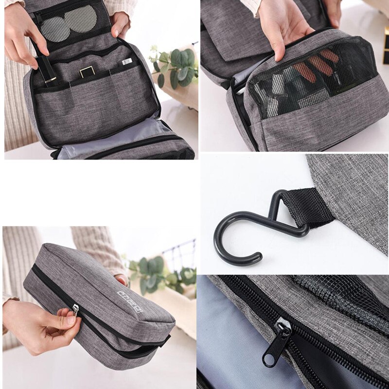 Uomo donna appeso borsa cosmetica organizzatore da viaggio multifunzione lavaggio da toeletta trucco custodia borsa per trucco pieghevole per estetista