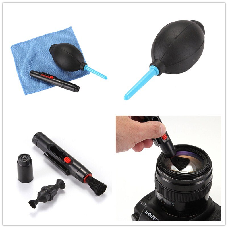 3 in 1 Suit Dust Cleaner Air Blower Wipes Clean Cloth kit for DSLR VCR Camera Camera Cleaning Lens Brush