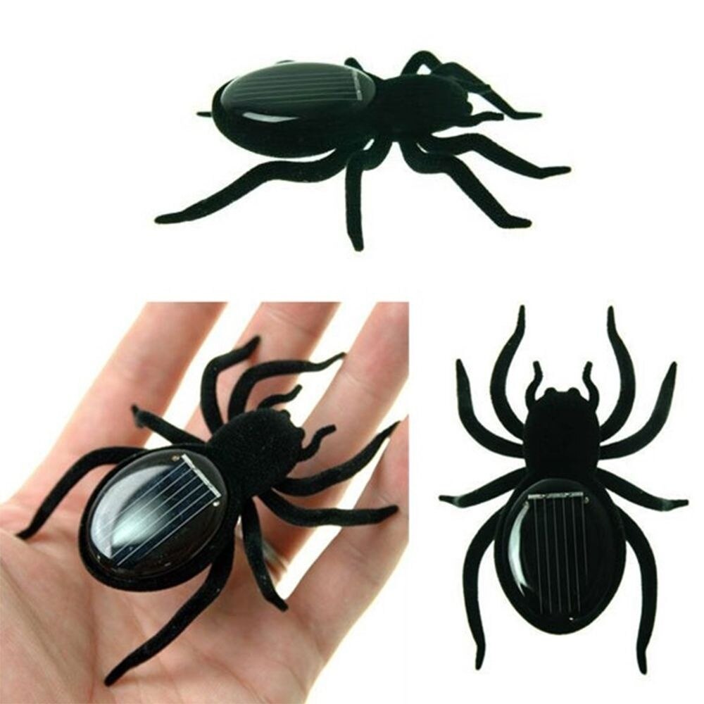 Zonne-energie Spider Toy Black Duurzaam Mini Spider Tarantula Truc Speelgoed Educatief Robot Scary Insect Gadget Speelgoed